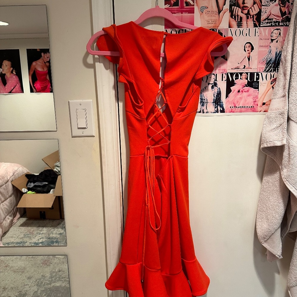 Hello Molly Red Ruffle Mini Dress - Picture 4 of 5